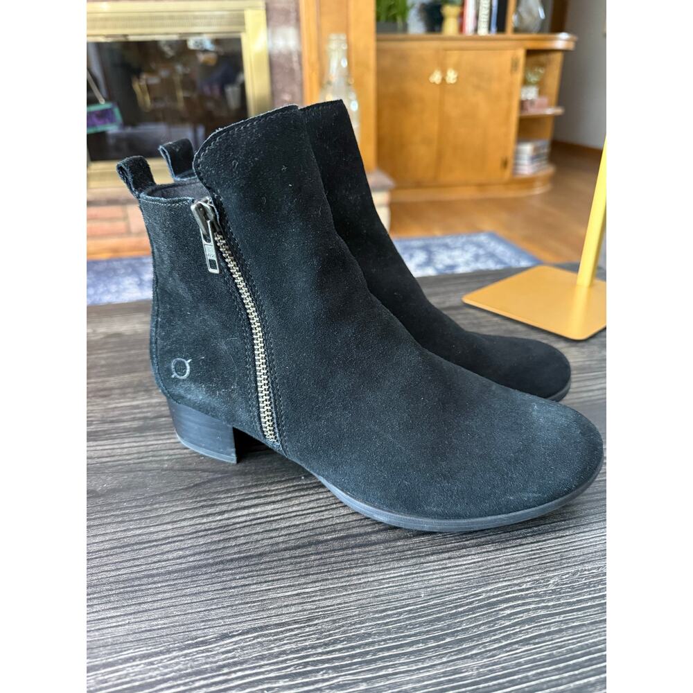 Born Landa Black Suede Leather Double-Zip Ankle Booties Sz. 8.5 - Picture 6 of 7